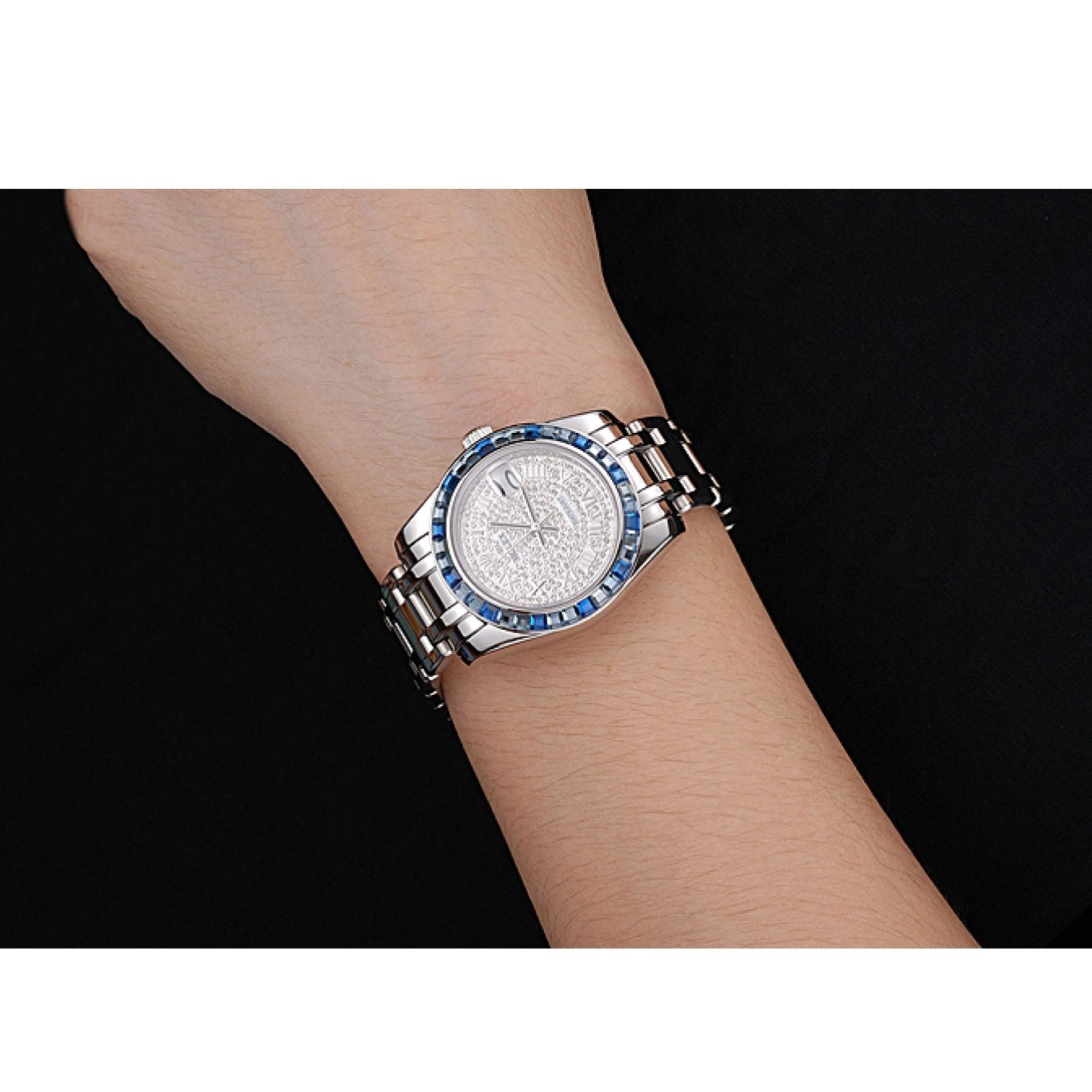 AAA Replica Watches Jewels 622834 Case And Bracelet Dial Rolex Stainless Diamond Bezel Datejust Blue Steel 0519